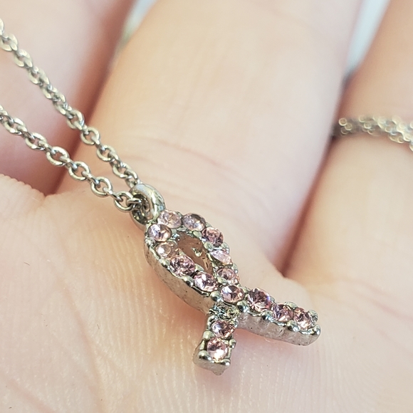 Beautiful Pink Crystal Ribbon Necklace - Picture 5 of 7